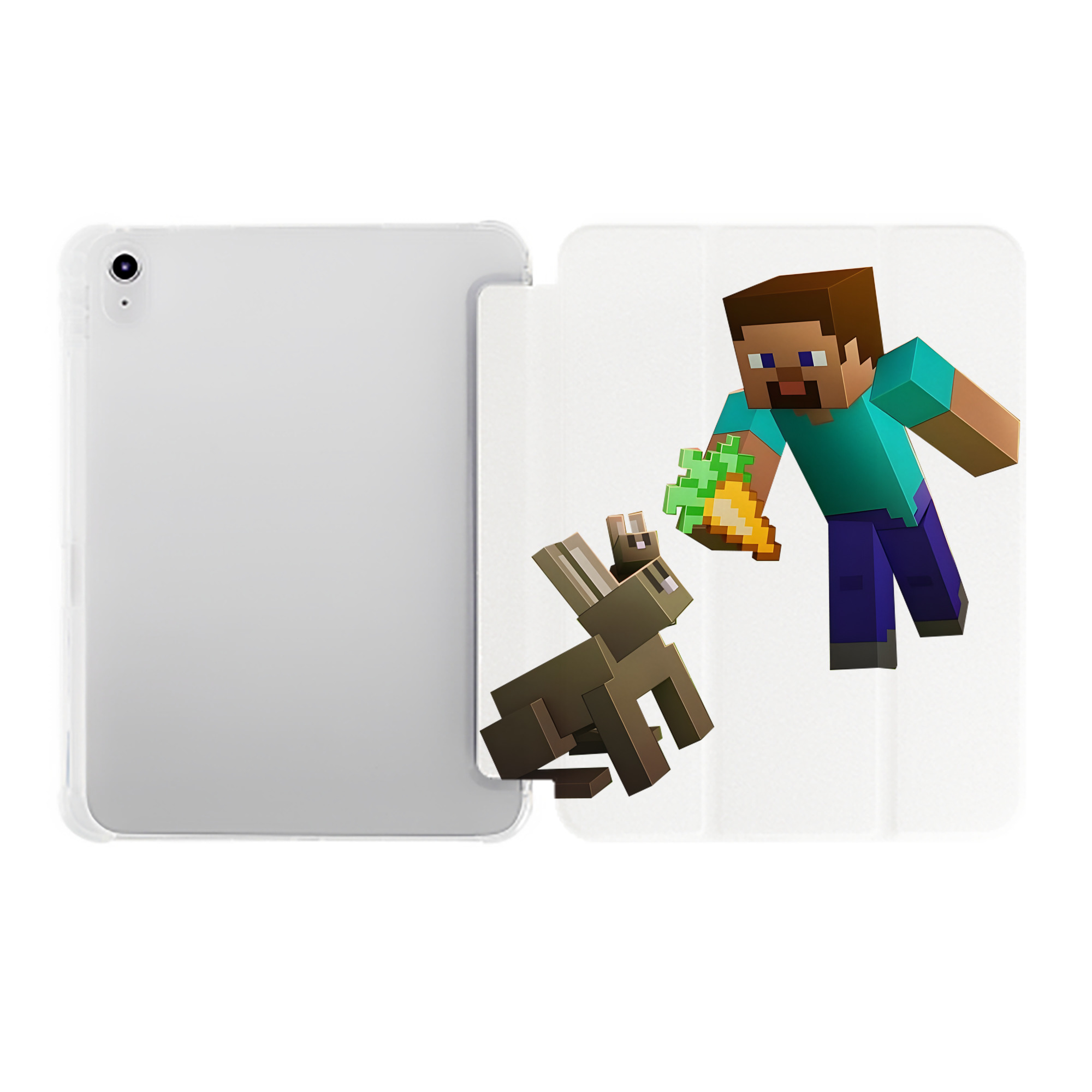 （画像用） マインクラフト ブロックの世界 Minecraft MC Block world IPad ケース ペン収納付き 三つ折りスタンド PUレザー×シリコン 対応機種9.5/10.5/10.9インチ